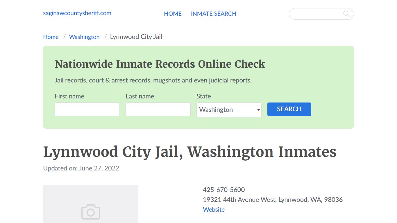 Lynnwood City Jail, Washington Jail Roster