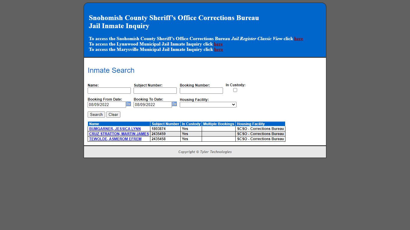 Inmate Search - Snohomish County, Washington Inmate Portal